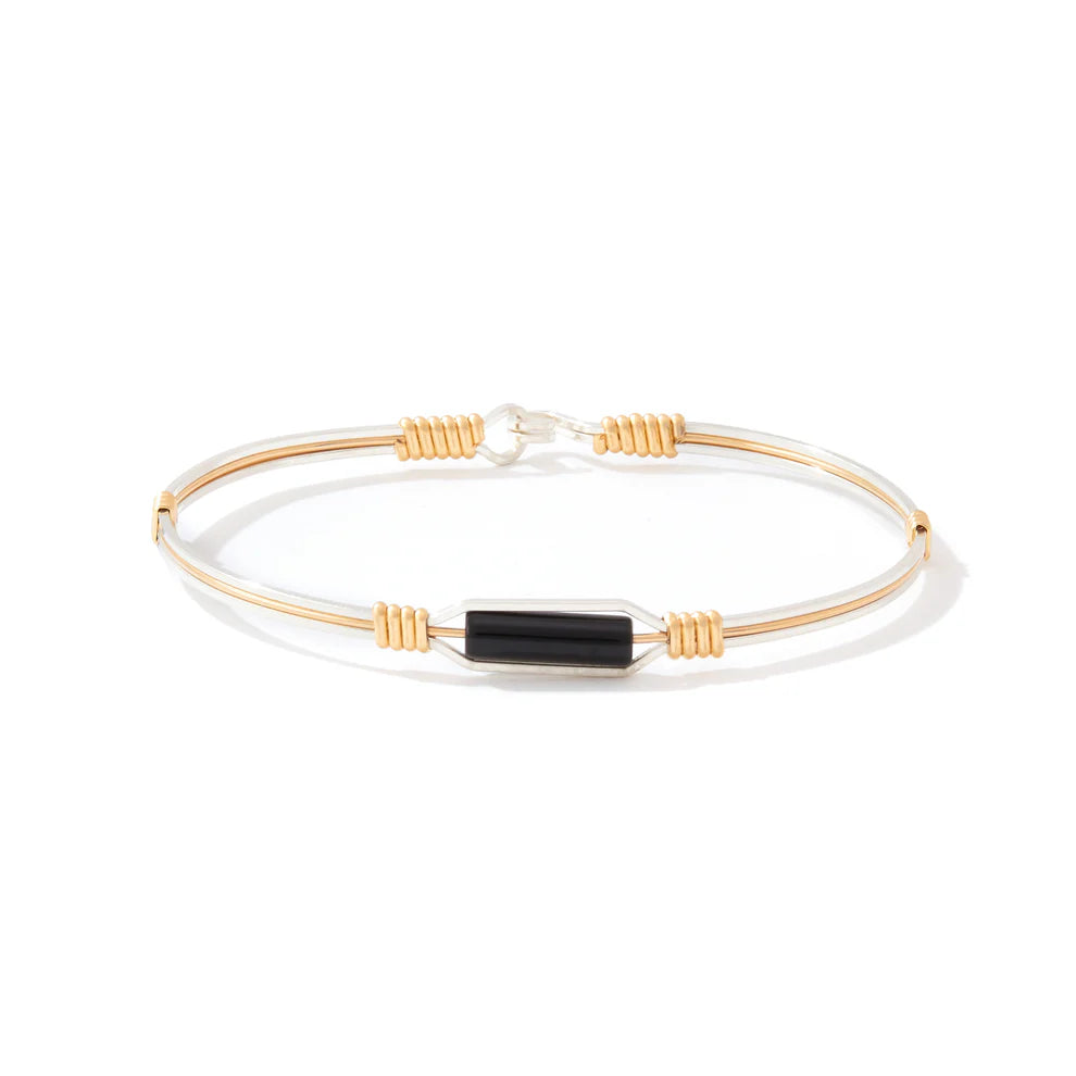 A Moment In Time Bracelet, Sterling Silver w/ Gold Wraps, Black Onyx