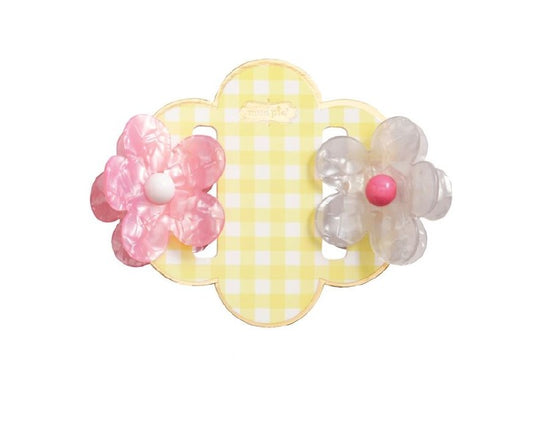 Flower Claw Clip Set, Pink-White