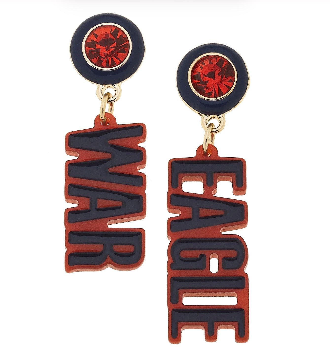 Auburn Tigers Resin Block Letter Earrings in Navy