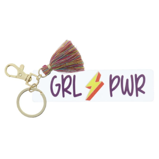 Girl Power Clear Acrylic Tassel Keychain