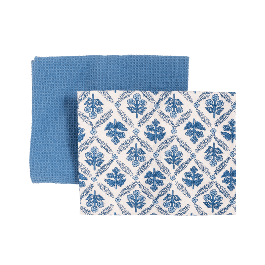 Blue Floral Stem Towel Set