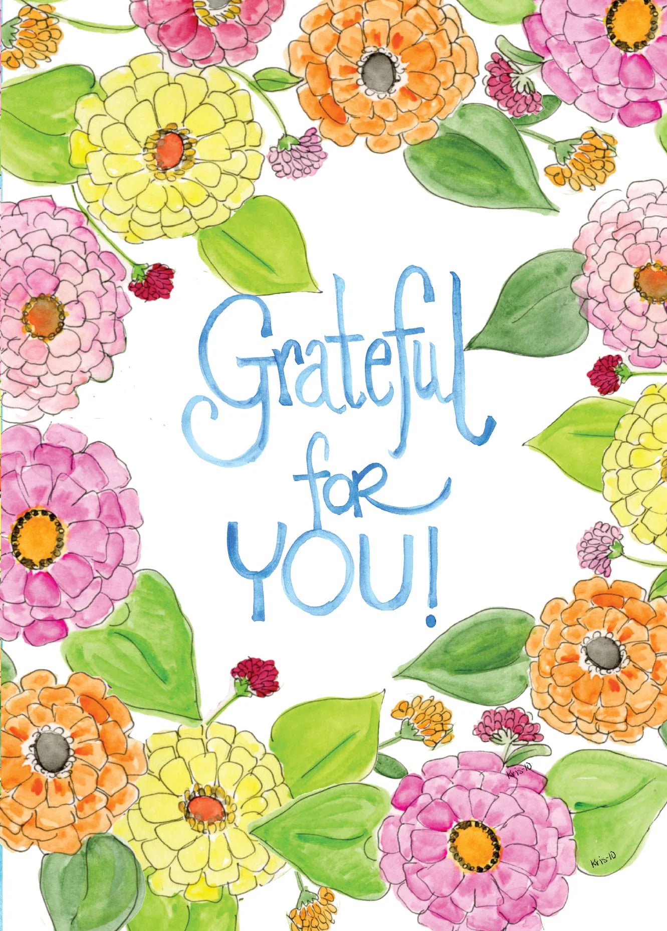 Card, Grateful Zinnias