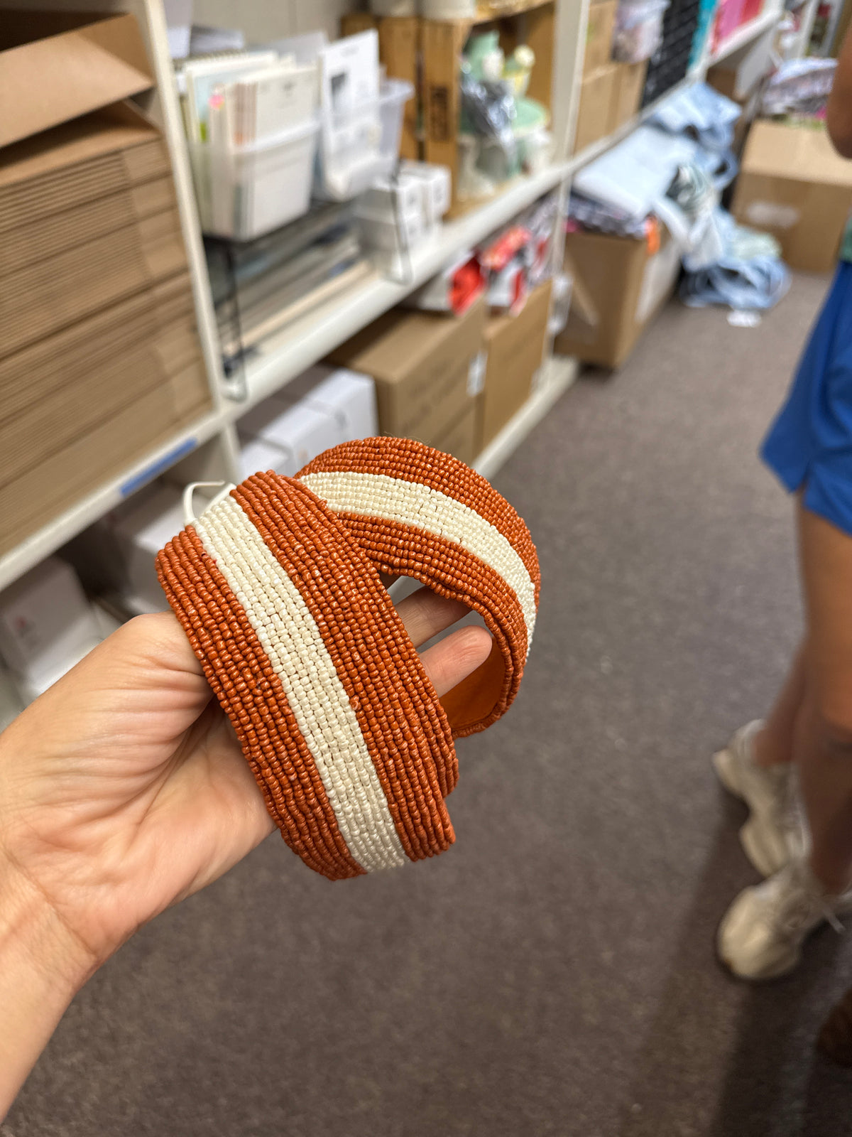 Beaded Purse Strap, Gameday White/Orange