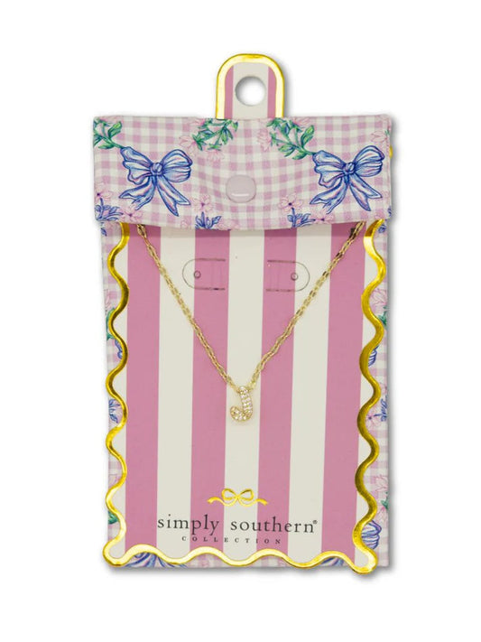 Rhinestone Gold Initial Necklace, J