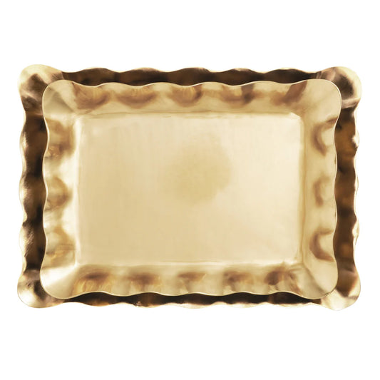 Brass Ruffle Nested Tray Set