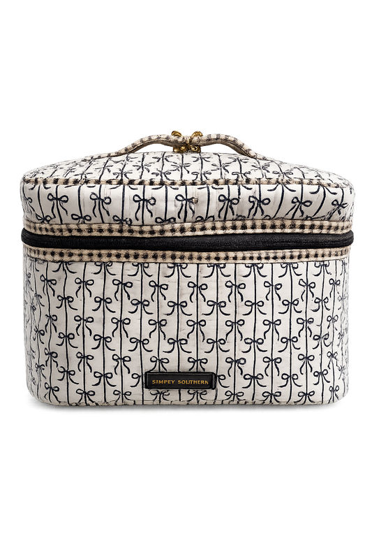 Quilted Makeup Case Black Bow