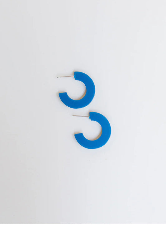 small acrylic hoop earrings in blue