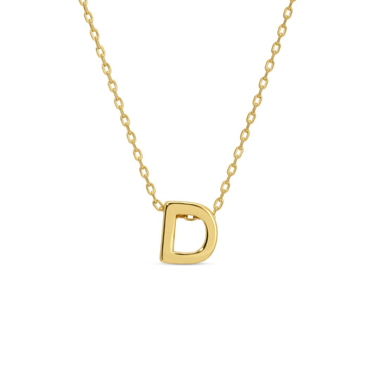 Gold Initial Necklace, D