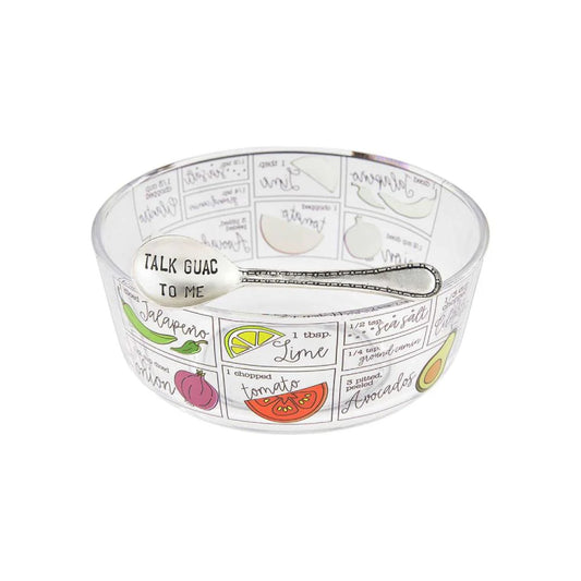 Guac Recipe Glass Dip Bowl Set