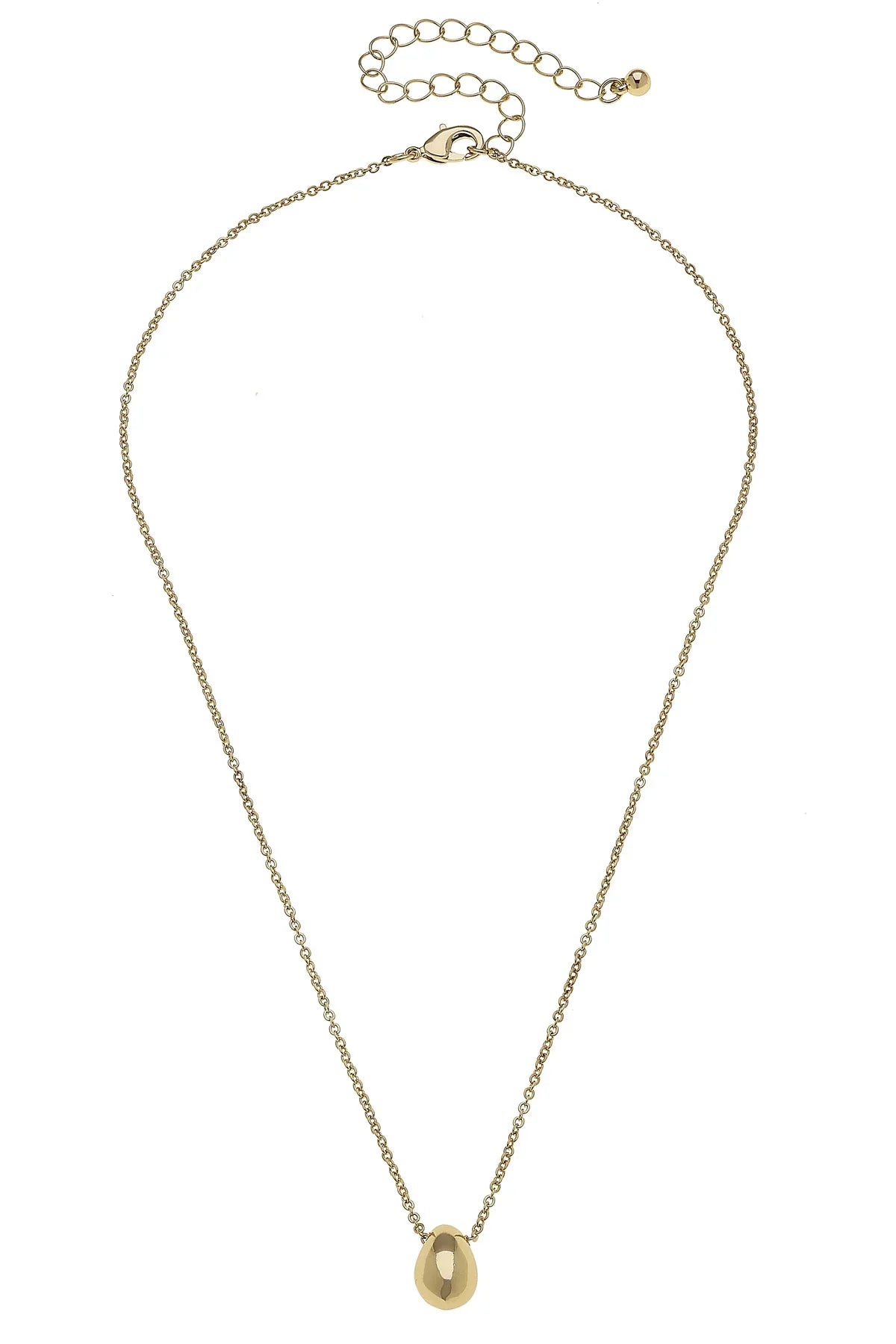 Cameron Mini Puff Icon Necklace, Shiny Gold