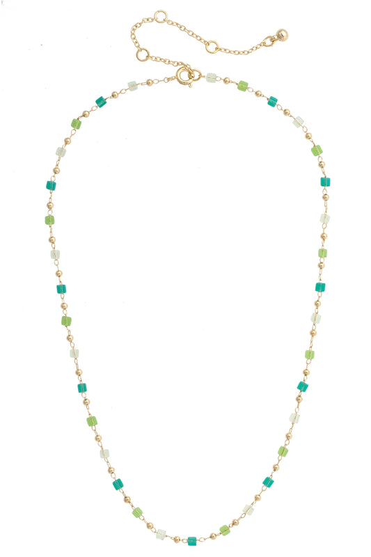 Celine Beaded Layering Necklace in Green