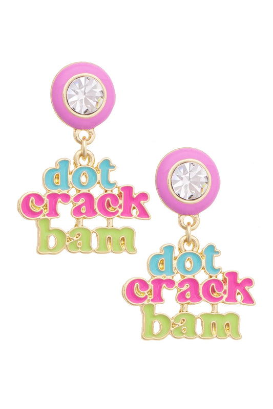 Dot Crack Bam Enamel Bezel Earrings in Light Pink