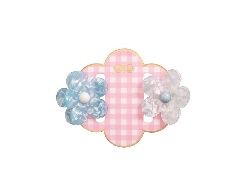 Flower Claw Clip Set, Blue-White