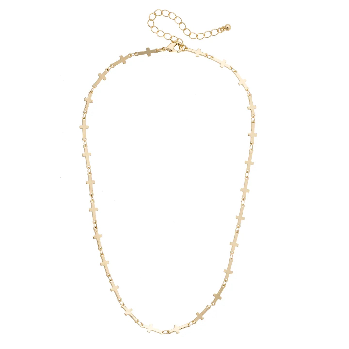 Demi Cross Linked Necklace in Shiny Gold