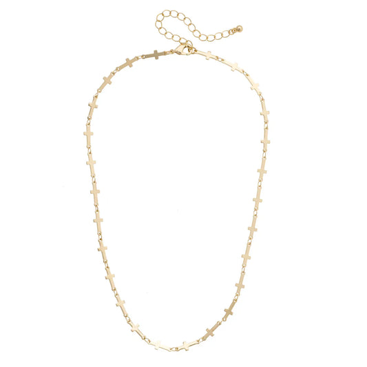 Demi Cross Linked Necklace in Shiny Gold