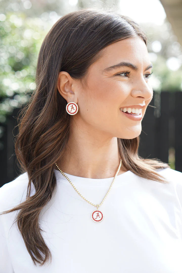 Alabama Pave Disc Stud Earring