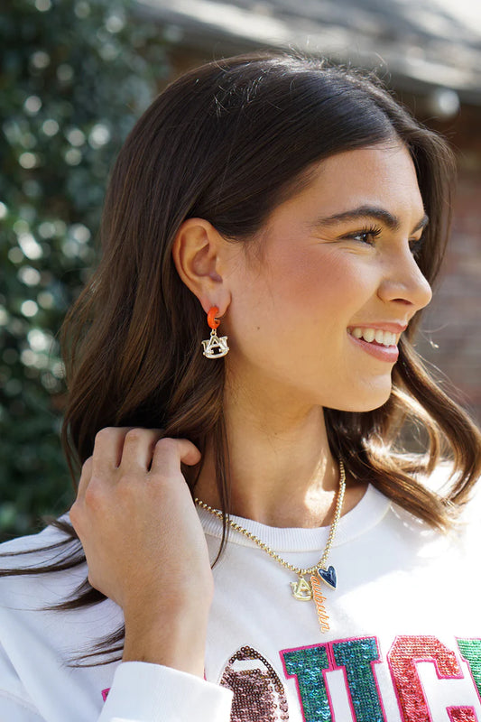 Auburn Logo Huggie Hoop Earring