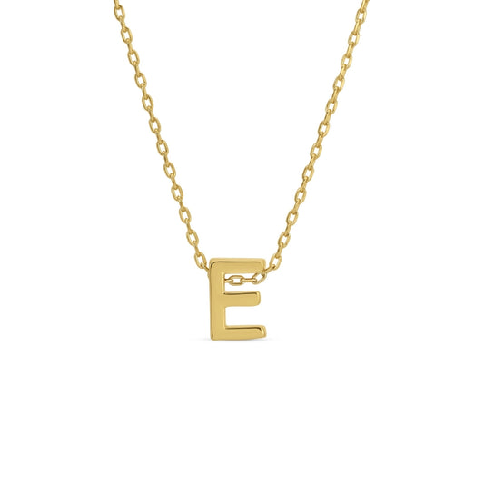 Gold Initial Necklace, E