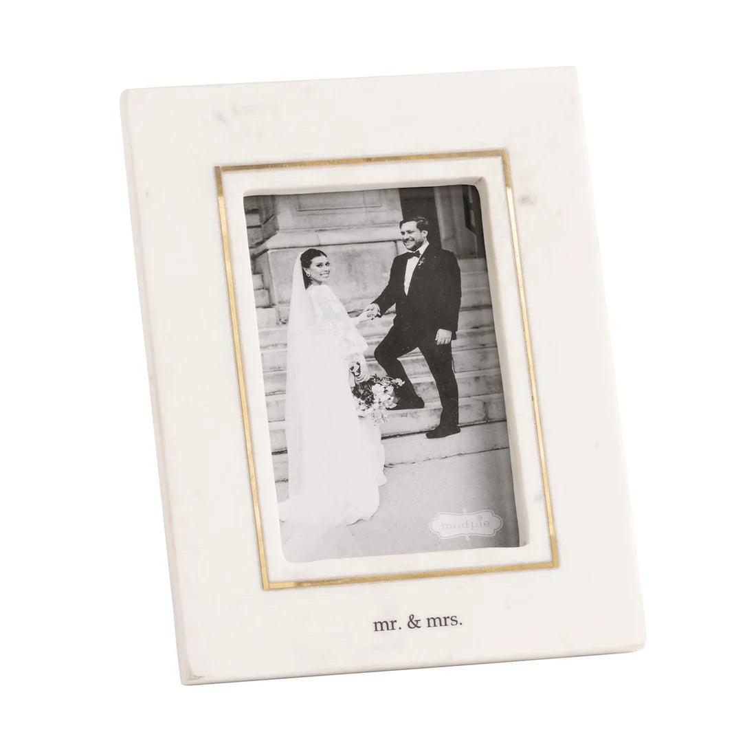 Mr. & Mrs. Gold Inlay Marble Frame 4X6