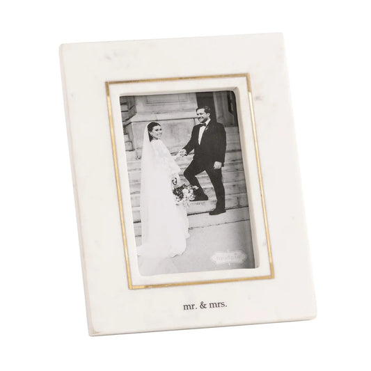 Mr. & Mrs. Gold Inlay Marble Frame 4X6