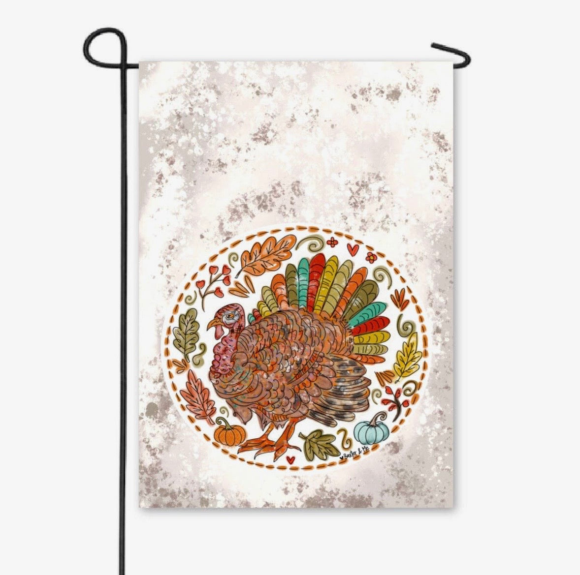 Colorful Feather Turkey Garden Flag