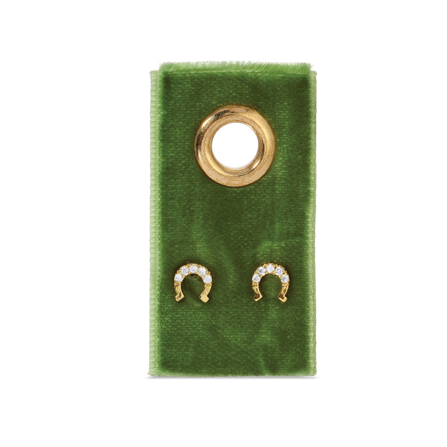 Velvet Gift Tag- Gold Horseshoe Studs