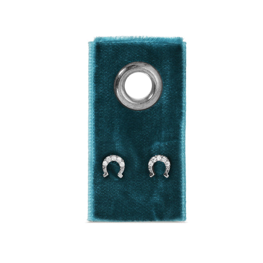 Silver Horseshoe Studs on Velvet Gift Tag