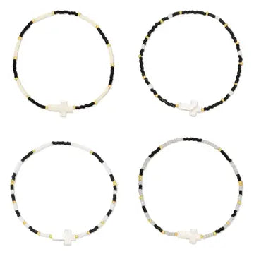 Miyuki Delicate Stretch Bracelet with Shell Cross