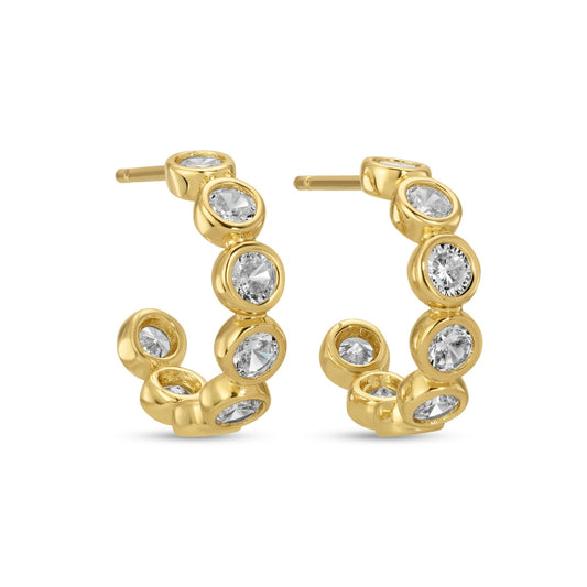 Earrings - Row of Sparkling CZ 3/4 Hoop