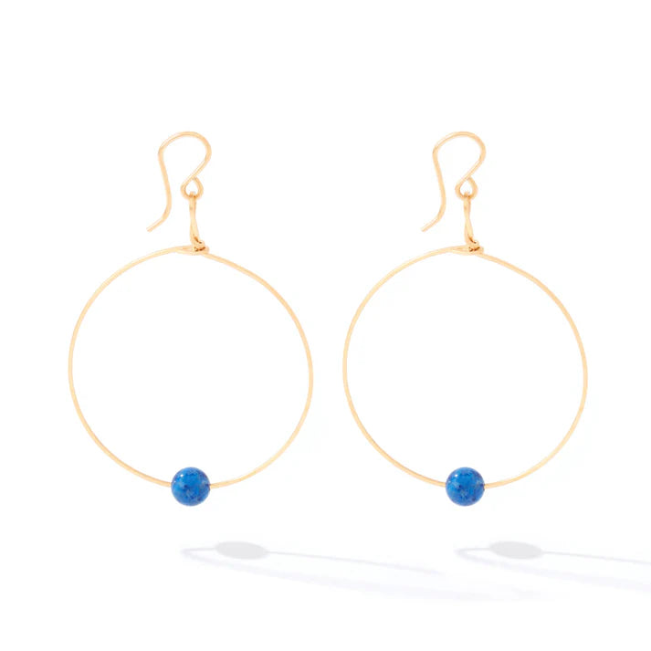Breathe Earrings Gold - Lapis Stone
