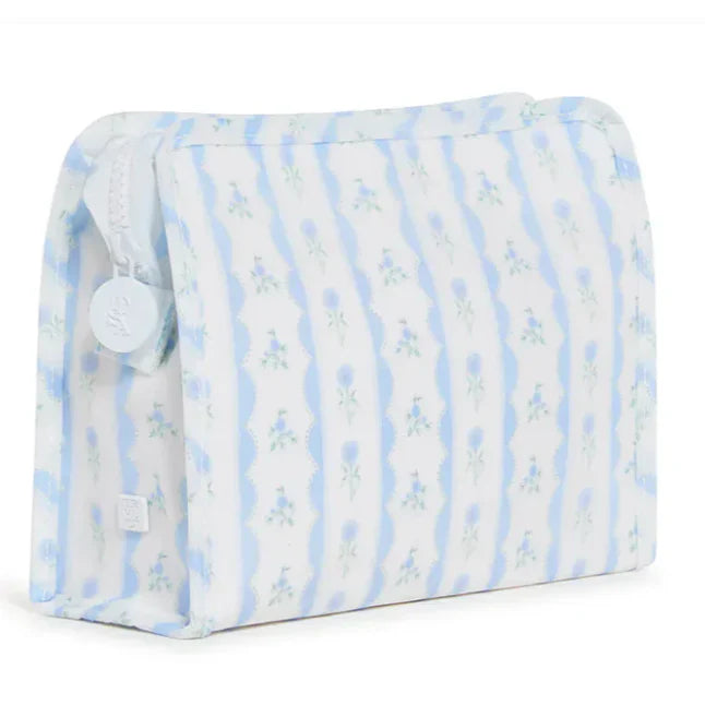 Roadie Small Zip Pouch, Ribbon Floral Blue