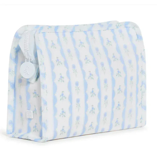 Roadie Small Zip Pouch, Ribbon Floral Blue