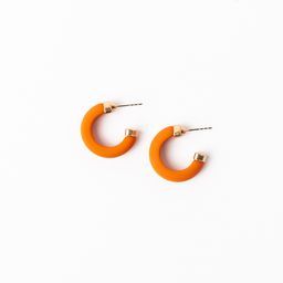 small orange resin  hoop earrings