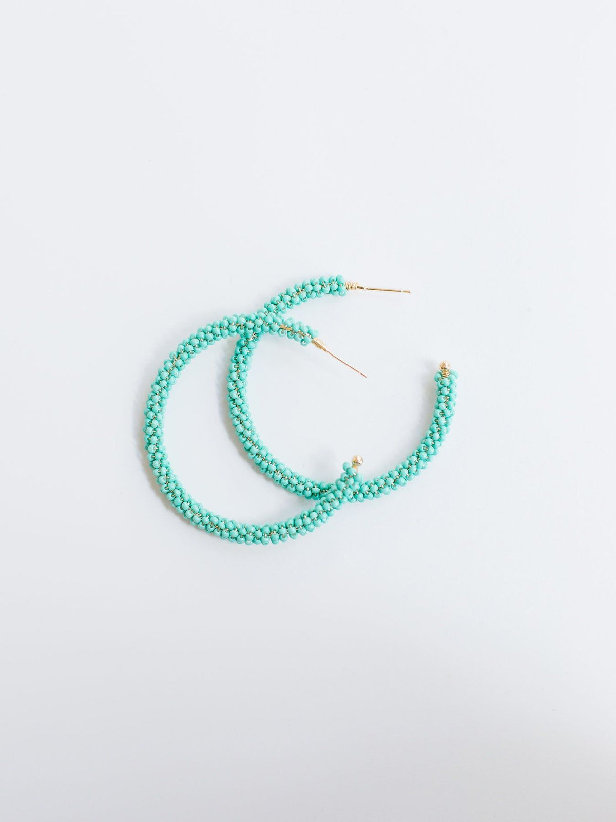 seed bead turquoise oop earrings