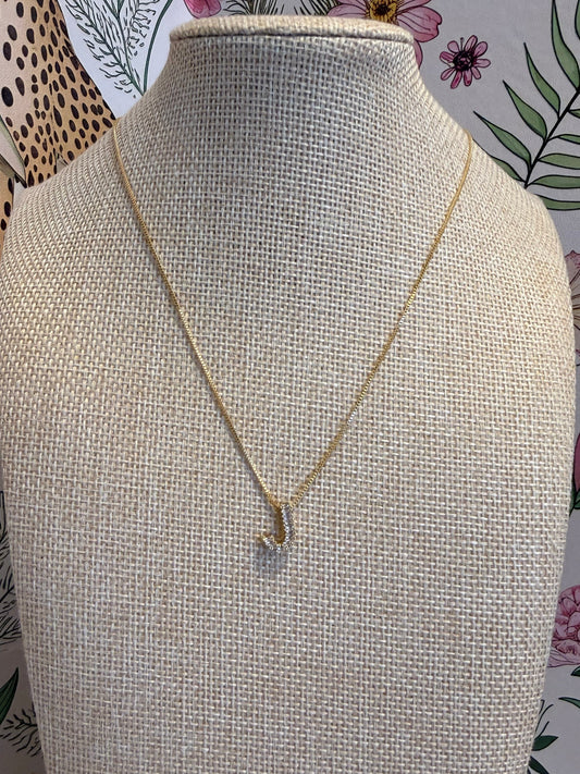 Initial Rhinestone Necklace, Gold J