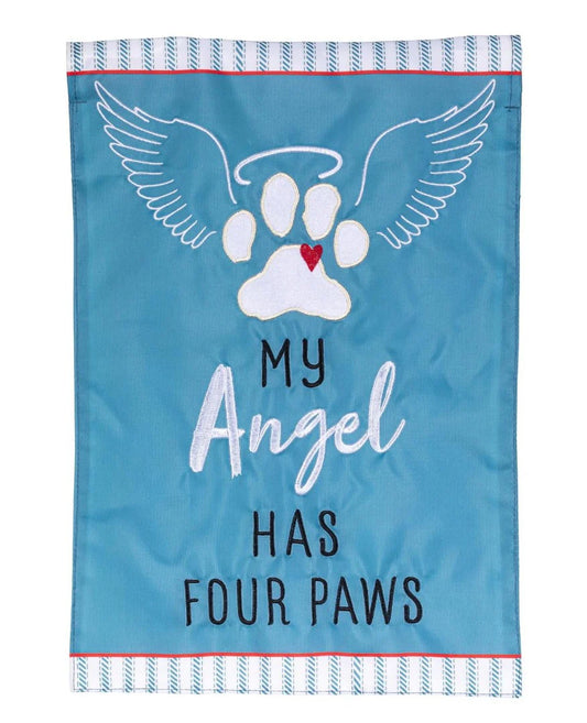 My Angel Has Four Paws Applique Garden Flag