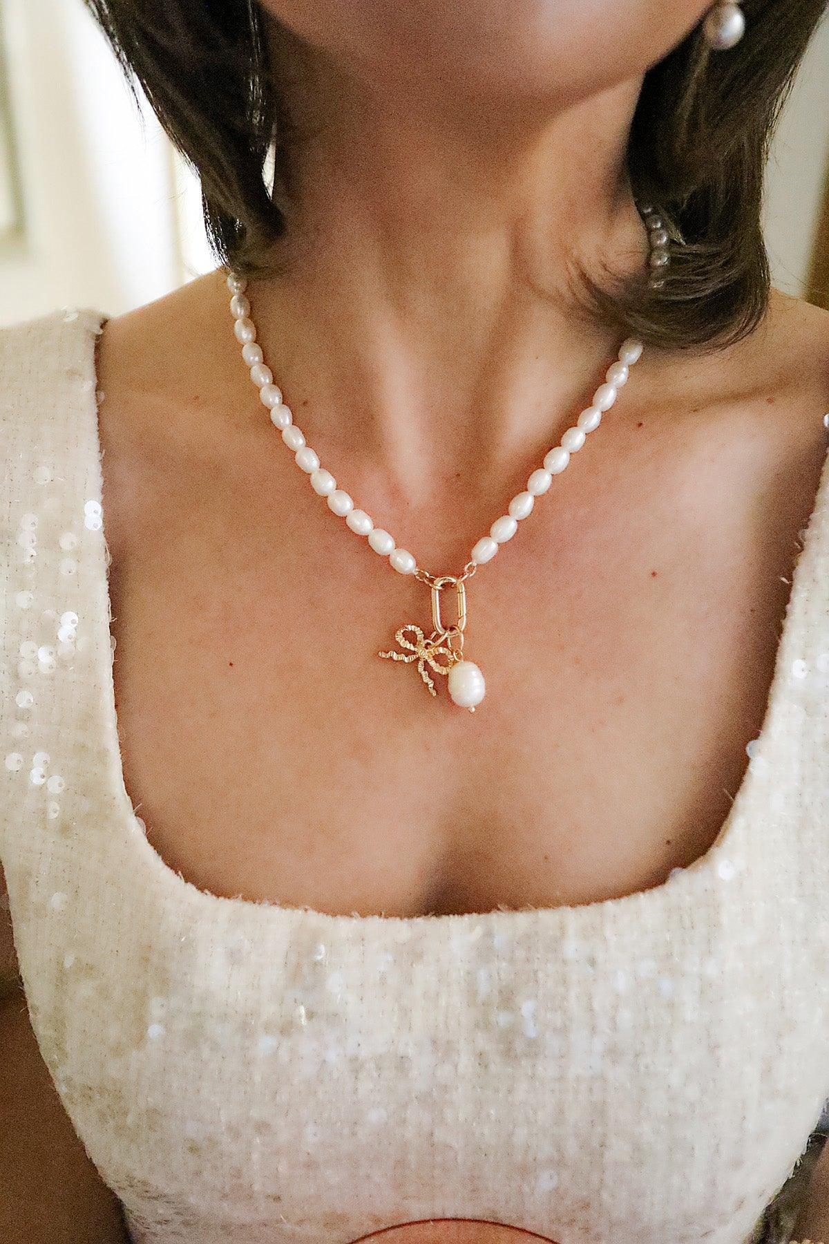 Piper Pearl Charm Necklace Base in Ivory