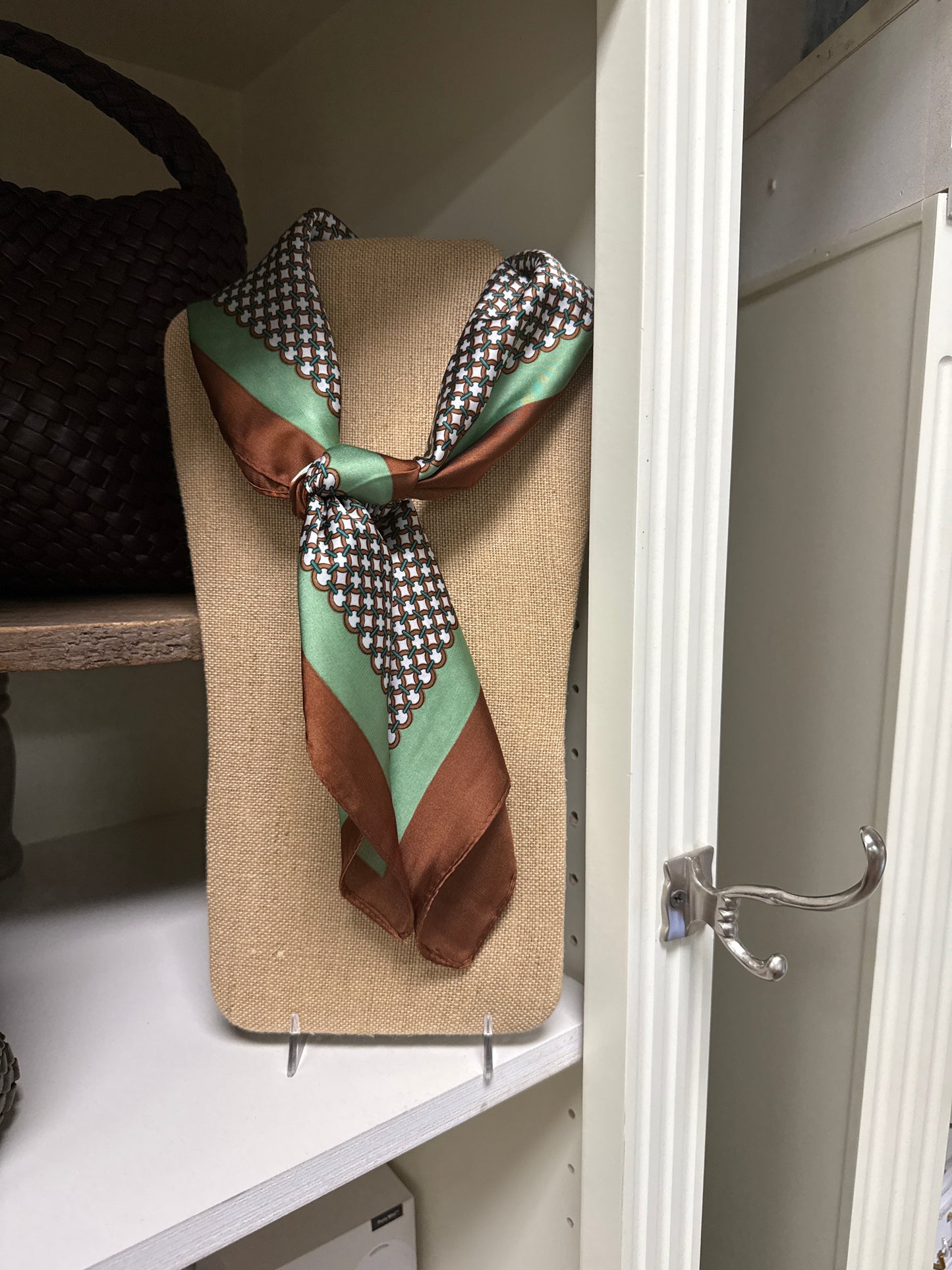 Green Scarf w/ Brown Trim