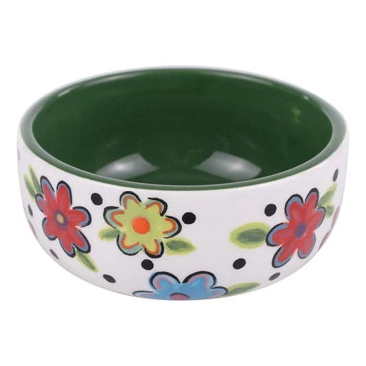Ceramic bowl with floral design on a white background