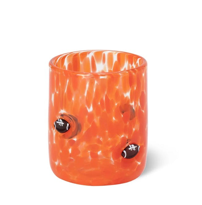 Orange Football Charm Glass 17oz