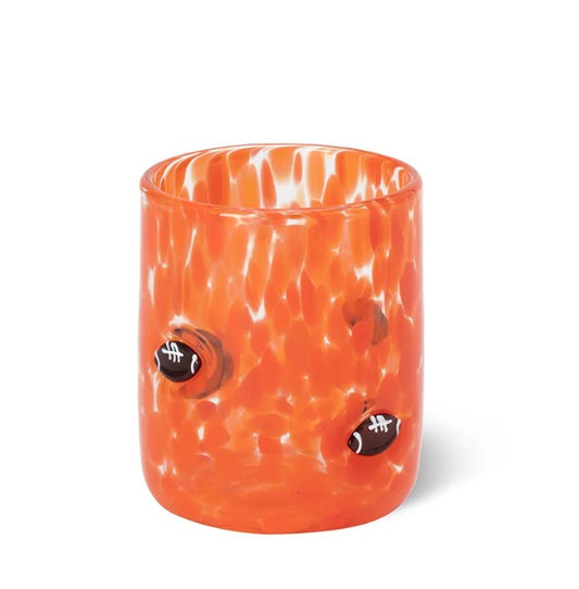 Orange Football Charm Glass 17oz