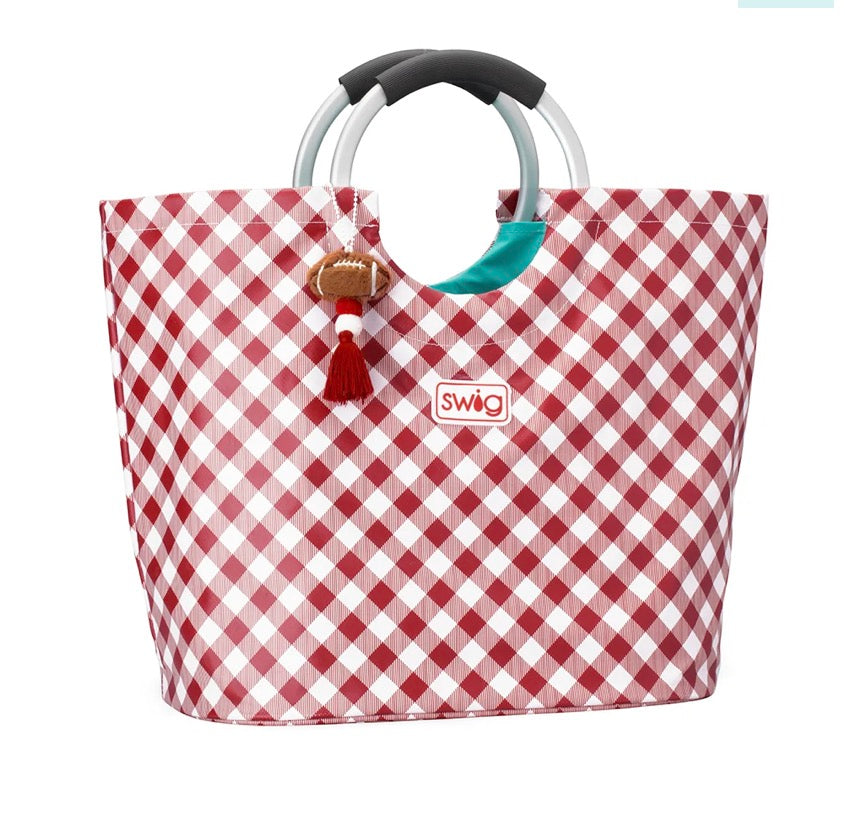 Gameday Gingham Crimson Loopi Tote Bag