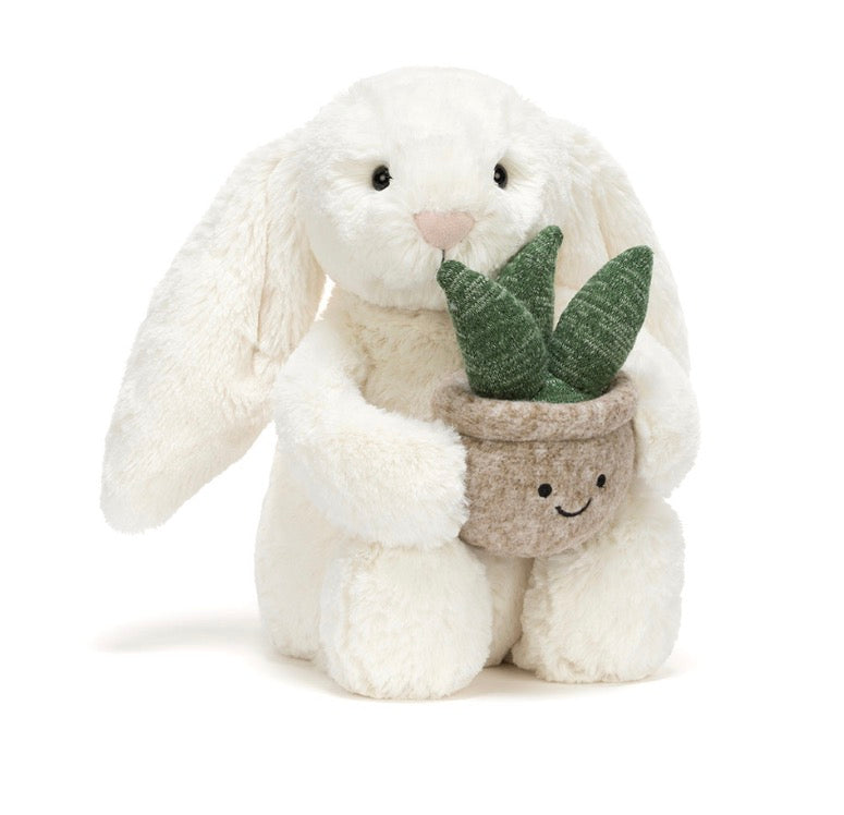 Cream Bunny with Plant