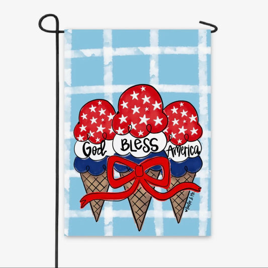 God Bless America Ice Cream Garden Flag