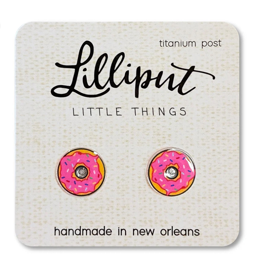 Pink Sprinkle Donut Earrings