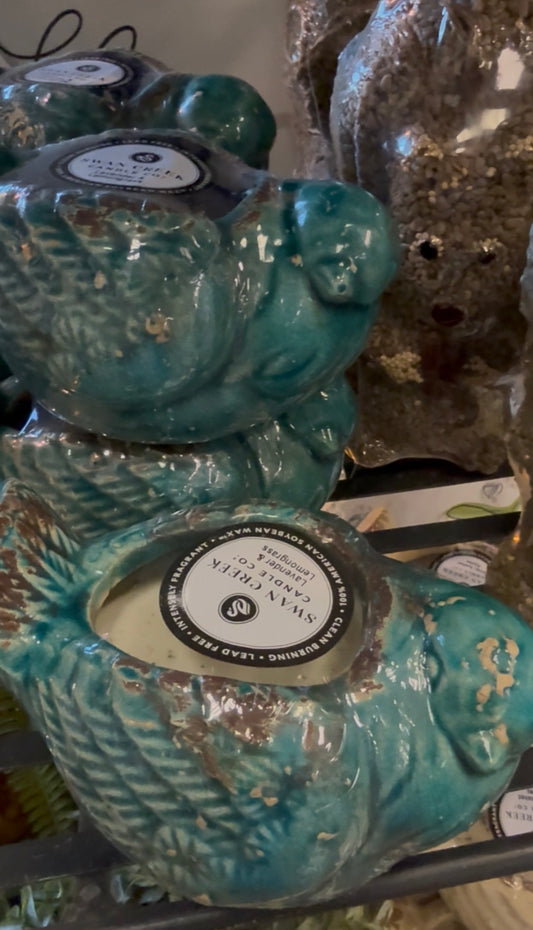Lavender & Lemongrass, Pottery Bird Candle