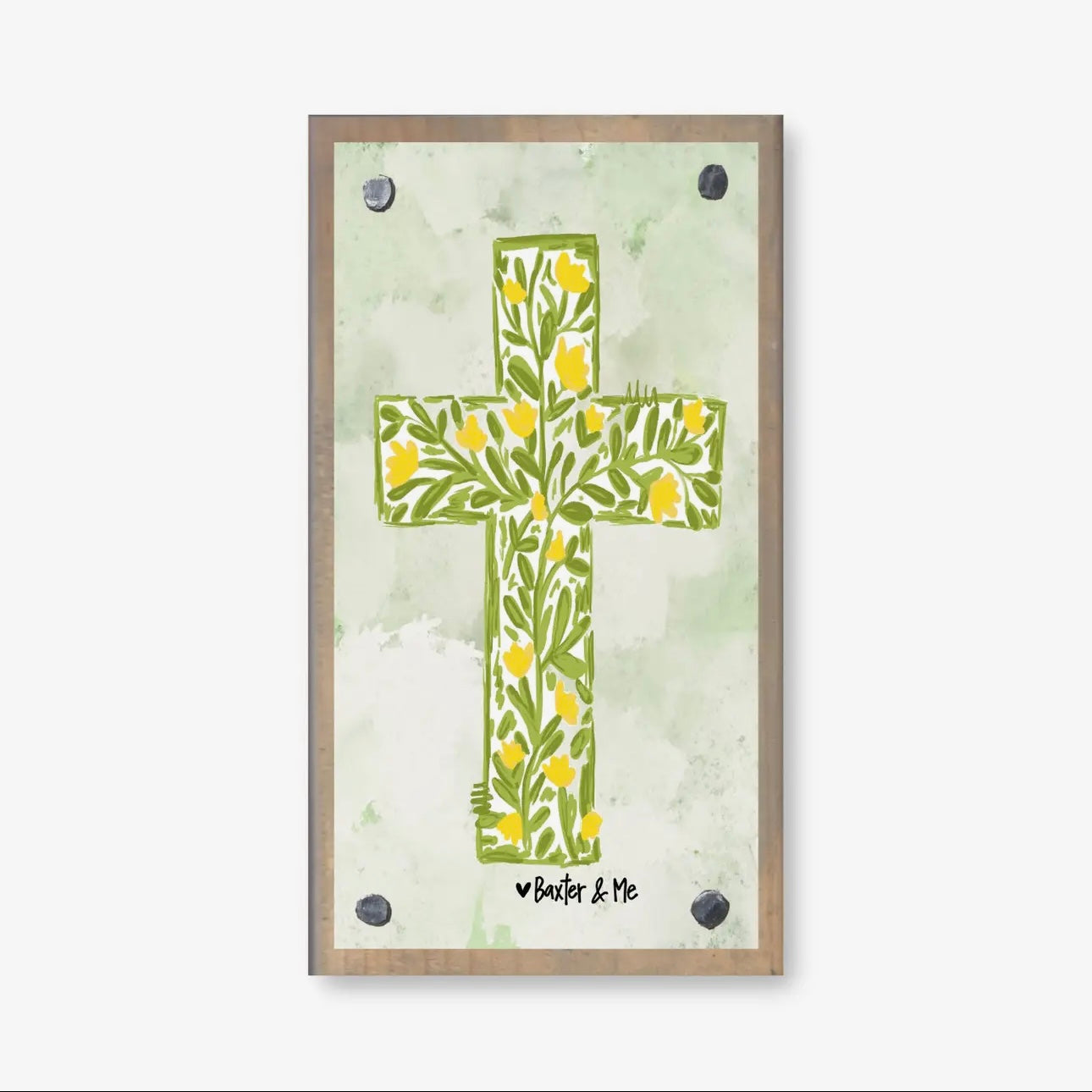 Yellow Tulip Cross, Driftwood Happy Block 
