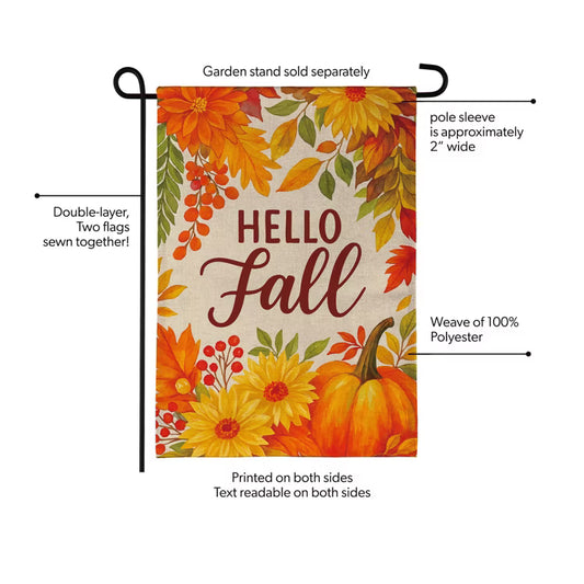 Fall Floral Bloom Burlap Garden Flag
