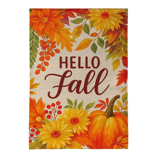 Fall Floral Bloom Burlap Garden Flag