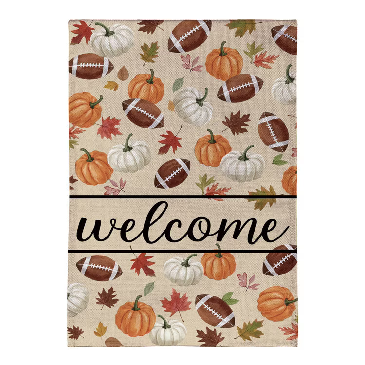 Game Day Welcome Burlap Garden Flag